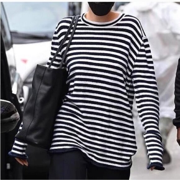 THE ROW | Giusti Cashmere And Cotton Striped Knit Sweater SZ 0 - Picture 4 of 11